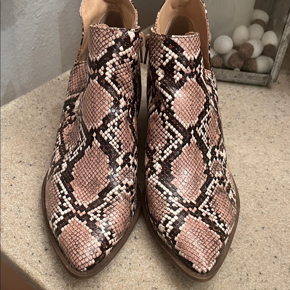 Time and Tru Snakeskin Ankle Boots - Pink and Black - Picture 4 of 8